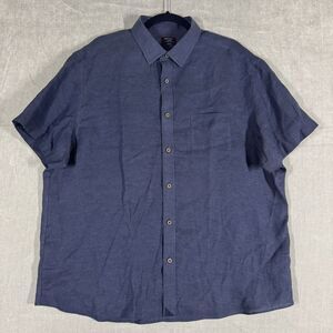 UNTUCKit Cameron Button Down Shirt Mens XL Navy Linen Wrinkle Resistant EUC